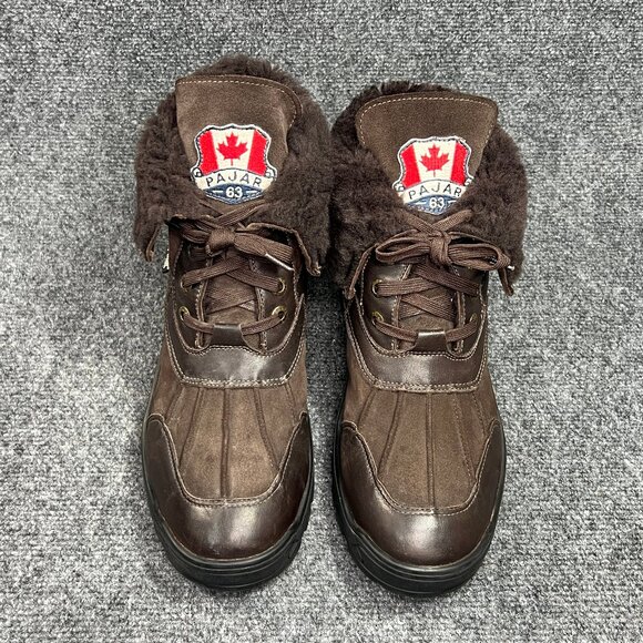 PAJAR Winter Boots Mens Size 9 Brown Leather Ice Gripper Spike Fishing Snow Cold - Picture 4 of 16